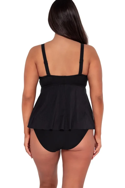 Sunsets Escape Black Seagrass Texture Marin Tankini Top< Plus Size | Underwire