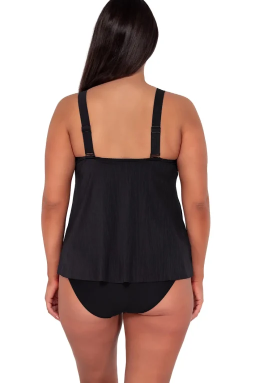Sunsets Escape Black Seagrass Texture Sadie Tankini Top< Plus Size | Wire-Free