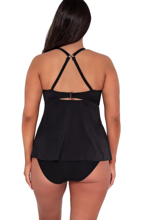 Sunsets Escape Black Seagrass Texture Tori Tankini Top< Wire-Free | Tankinis