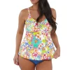 Sunsets Escape Botanical Bliss Sandbar Rib Tori Tankini Top< Plus Size | Wire-Free