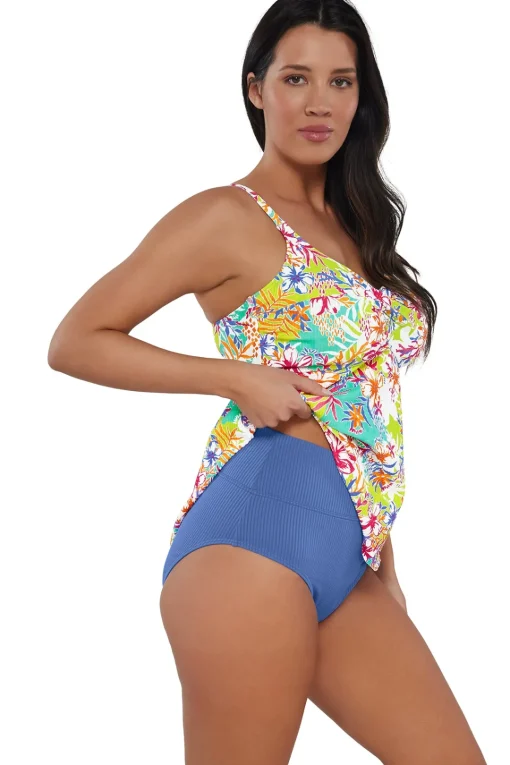 Sunsets Escape Botanical Bliss Sandbar Rib Tori Tankini Top< Plus Size | Wire-Free