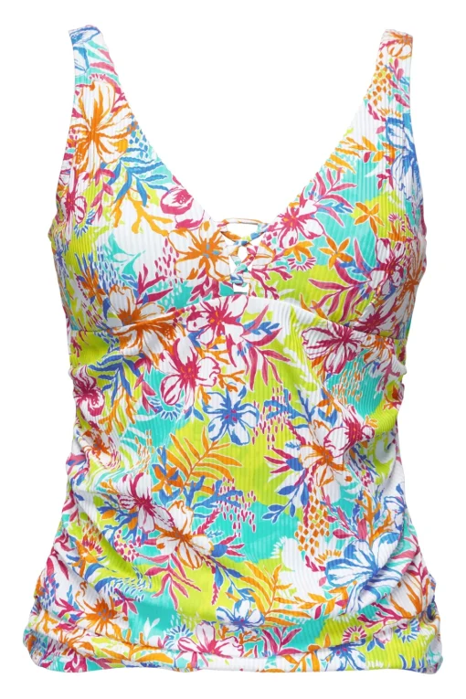 Sunsets Escape Botanical Bliss Sandbar Rib Emerson Tankini Top< Plus Size | Underwire