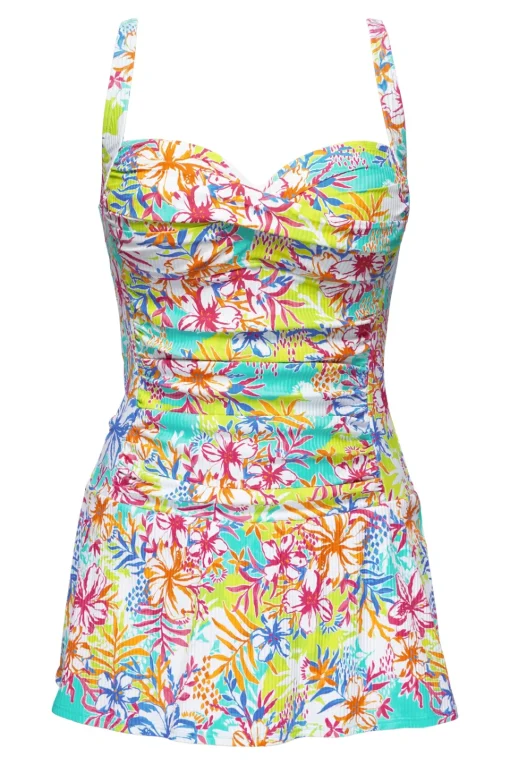 Sunsets Escape Botanical Bliss Sandbar Rib Sienna Swim Dress< Swim Dress