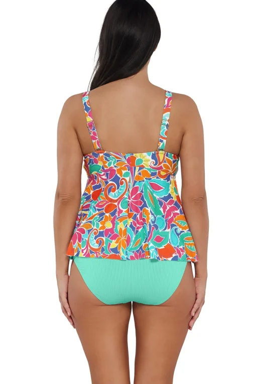 Sunsets Escape Festive Floral Sandbar Rib Marin Tankini Top< Plus Size | Underwire