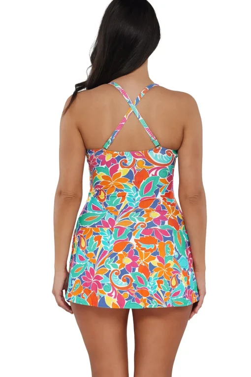 Sunsets Escape Festive Floral Sandbar Rib Sienna Swim Dress< Swim Dress