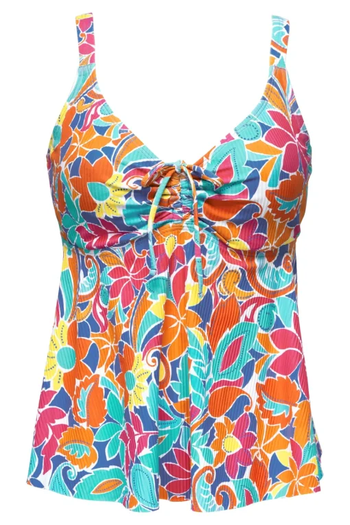 Sunsets Escape Festive Floral Sandbar Rib Marin Tankini Top< Plus Size | Underwire