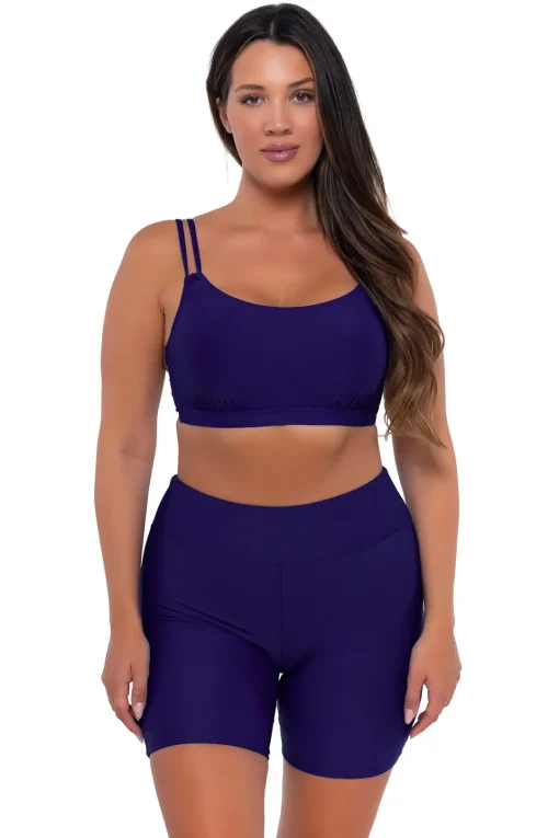 Sunsets Escape Indigo Bayside Bike Short< Plus Size | High-Waist