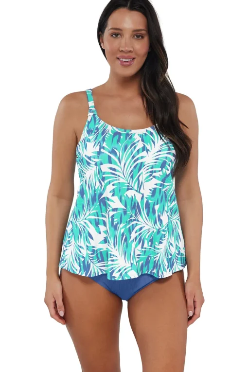 Sunsets Escape Sea Breeze Sandbar Rib Jenna Tankini Top< Tankinis