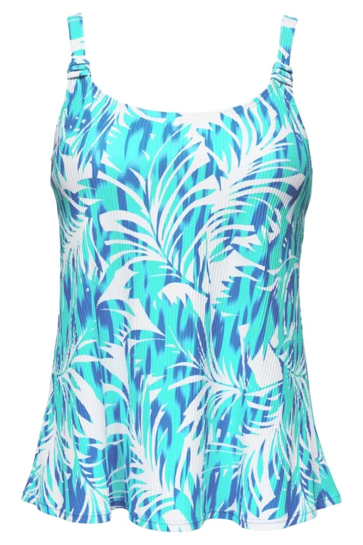 Sunsets Escape Sea Breeze Sandbar Rib Jenna Tankini Top< Tankinis