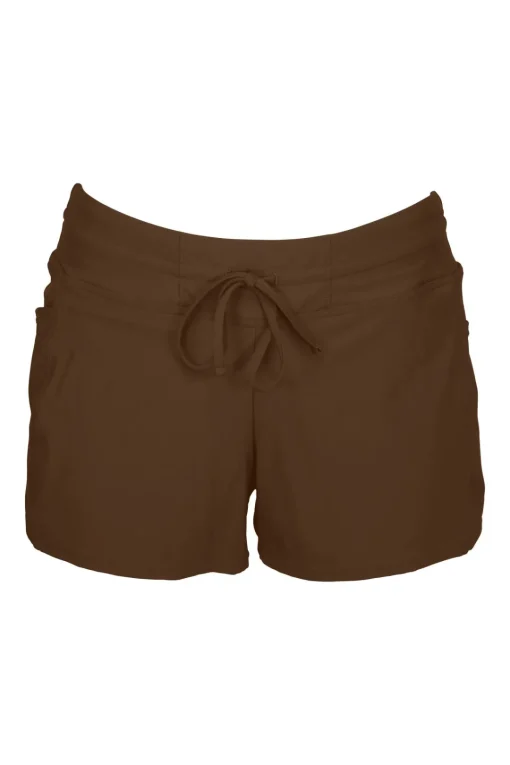 Sunsets Escape Tiki Brown Laguna Swim Short< Plus Size
