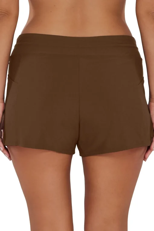 Sunsets Escape Tiki Brown Laguna Swim Short< Plus Size