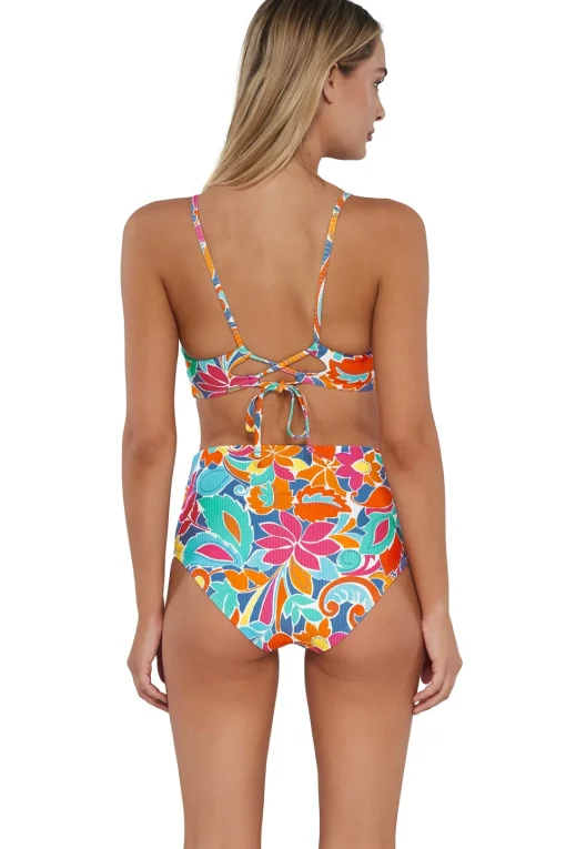 Sunsets Festive Floral Sandbar Rib Capri High Waist Bottom< Plus Size | High-Waist