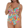 Sunsets Festive Floral Sandbar Rib Serena Tankini Top< Plus Size | Underwire