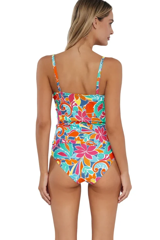 Sunsets Festive Floral Sandbar Rib Simone Tankini Top< Wire-Free | Tankinis
