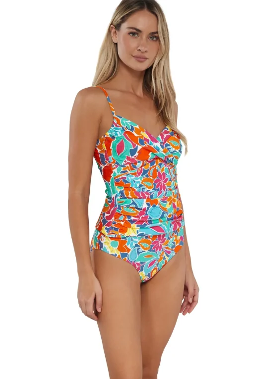 Sunsets Festive Floral Sandbar Rib Simone Tankini Top< Wire-Free | Tankinis