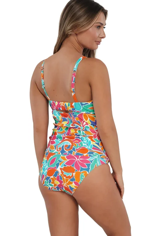 Sunsets Festive Floral Sandbar Rib Zuri V-Wire Tankini Top< Plus Size | Underwire
