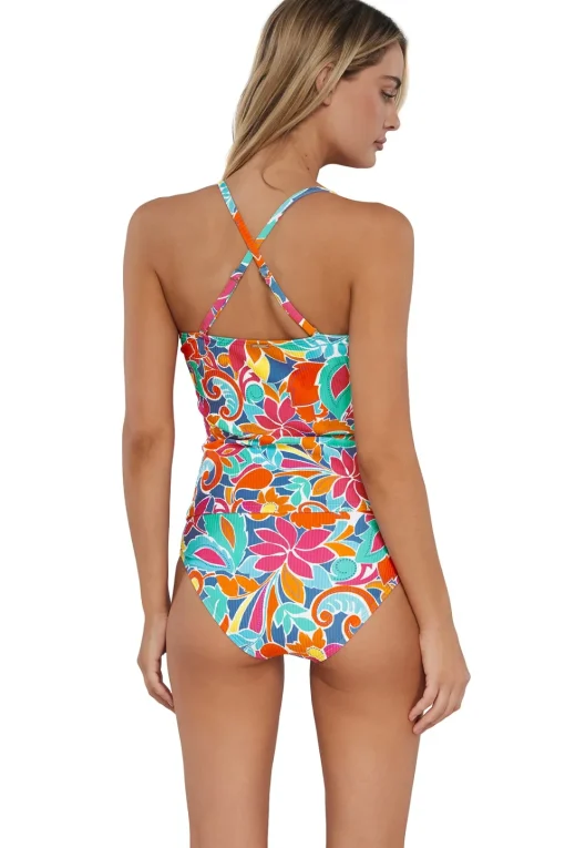 Sunsets Festive Floral Sandbar Rib Simone Tankini Top< Wire-Free | Tankinis