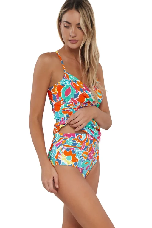 Sunsets Festive Floral Sandbar Rib Simone Tankini Top< Wire-Free | Tankinis