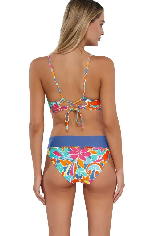 Sunsets Festive Floral Sandbar Rib Capri High Waist Bottom< Plus Size | High-Waist