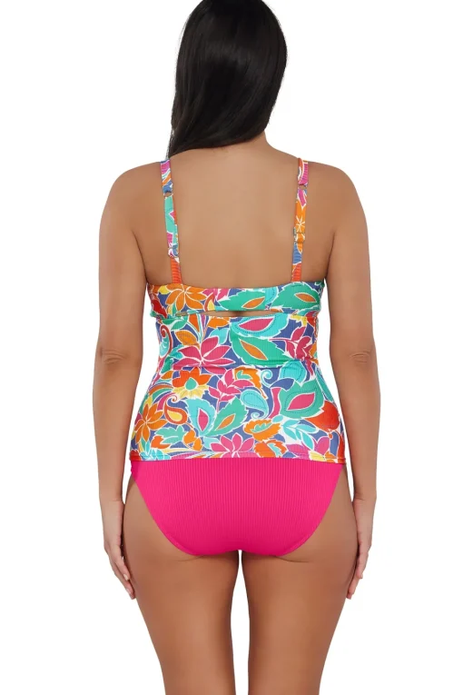 Sunsets Festive Floral Sandbar Rib Zuri V-Wire Tankini Top< Plus Size | Underwire