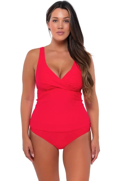 Sunsets Geranium Elsie Tankini Top< Plus Size | Underwire