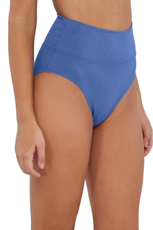 Sunsets Harbor Blue Sandbar Rib Hannah High Waist Bottom< High-Waist | Bikini Bottoms