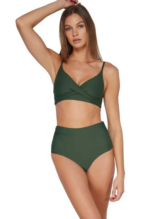 Sunsets Island Green Capri High Waist Bottom< Plus Size | High-Waist