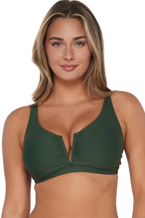 Sunsets Island Green Vienna V-Wire Top< Plus Size | Underwire