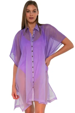 Sunsets Passion Flower Shore Thing Tunic< Cover-Ups