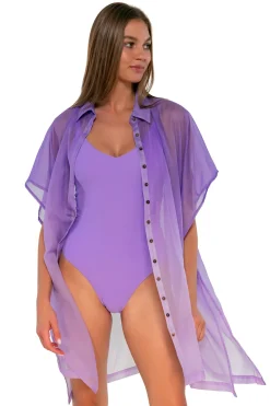 Sunsets Passion Flower Shore Thing Tunic< Cover-Ups
