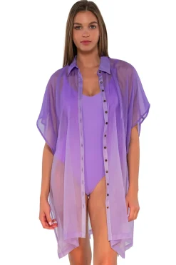 Sunsets Passion Flower Shore Thing Tunic< Cover-Ups