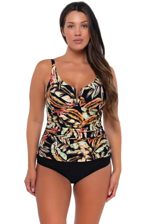 Sunsets Retro Retreat Zuri V-Wire Tankini Top< Plus Size | Underwire