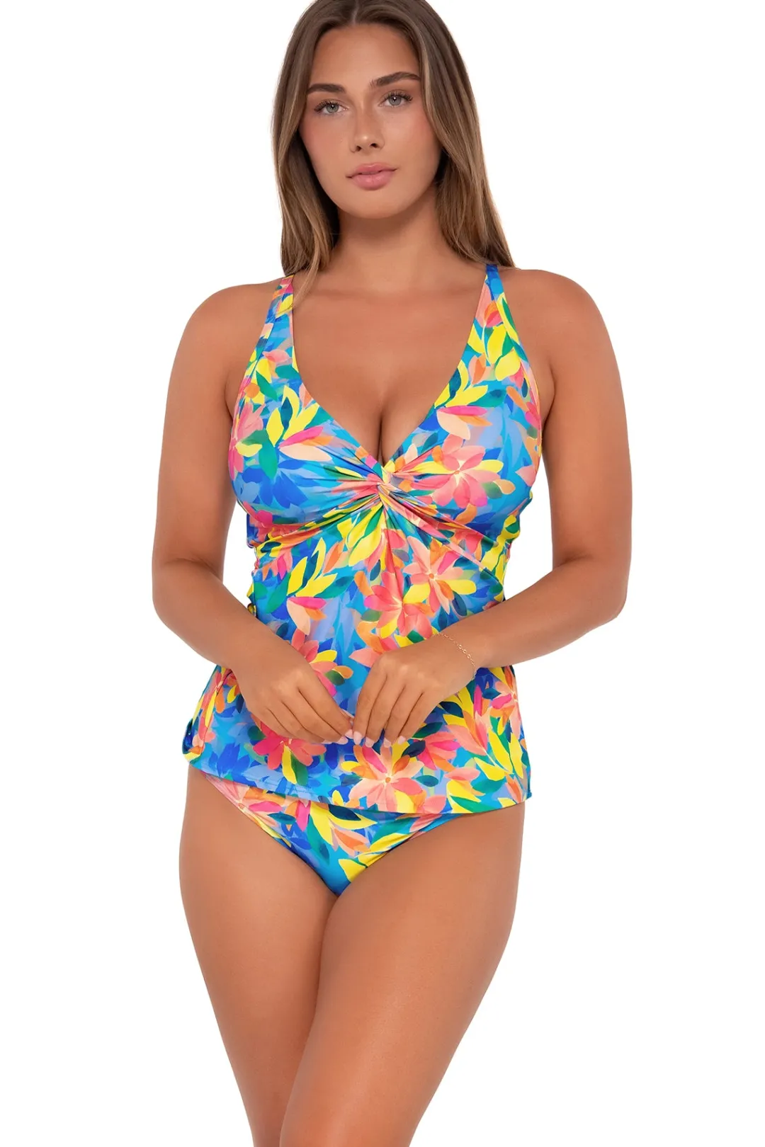 Sunsets Shoreline Petals Forever Tankini Top< Plus Size | Underwire