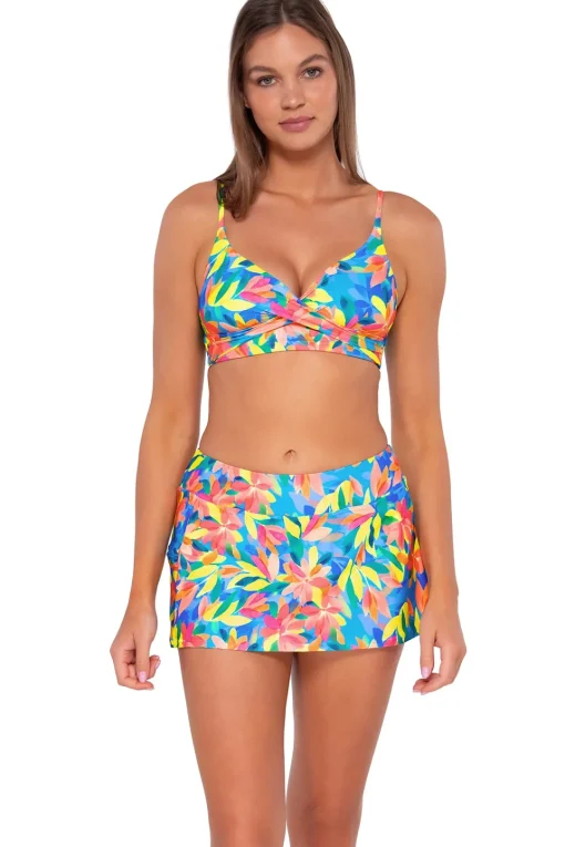Sunsets Shoreline Petals Sporty Swim Skirt< Plus Size