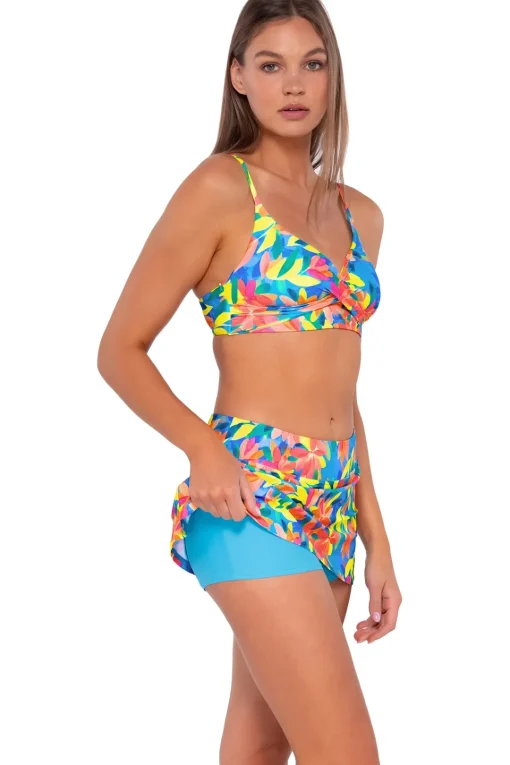 Sunsets Shoreline Petals Sporty Swim Skirt< Plus Size