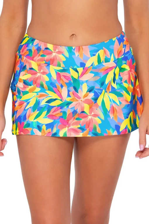 Sunsets Shoreline Petals Sporty Swim Skirt< Plus Size