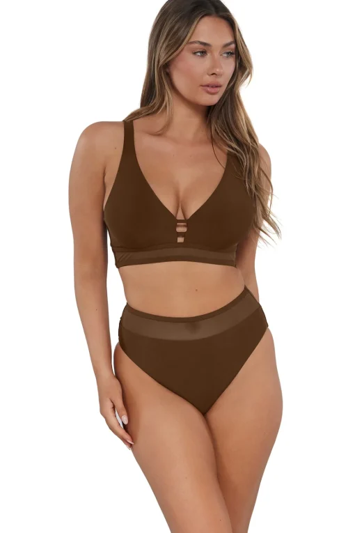 Sunsets Tiki Brown Annie High Waist Bottom< Plus Size | High-Waist