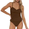 Sunsets Tiki Brown Simone Tankini Top< Wire-Free | Tankinis