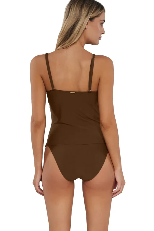 Sunsets Tiki Brown Simone Tankini Top< Wire-Free | Tankinis