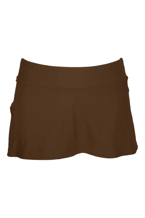 Sunsets Tiki Brown Sporty Swim Skirt< Plus Size