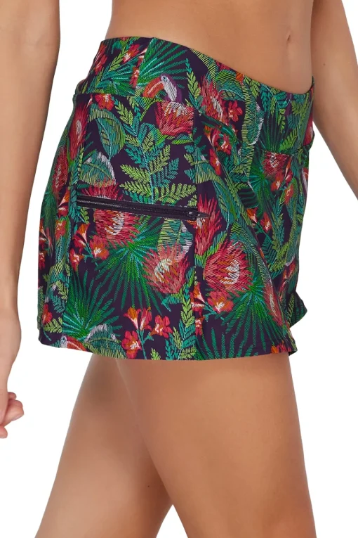 Sunsets Welcome To Rio Sporty Swim Skirt Bottom< Plus Size