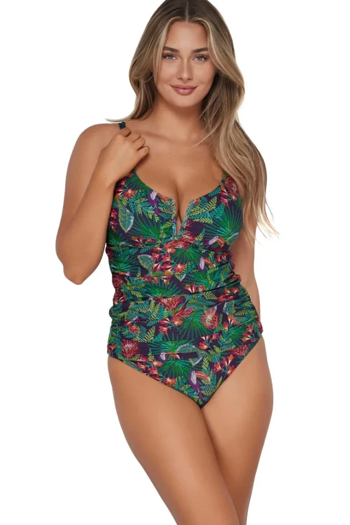 Sunsets Welcome To Rio Zuri V-Wire Tankini Top< Plus Size | Underwire