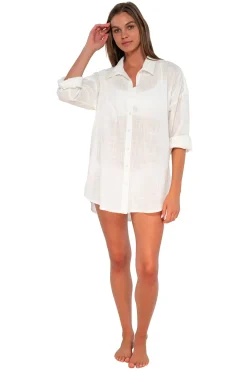 Sunsets White Lily Delilah Shirt< Cover-Ups